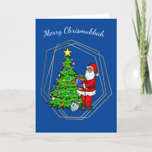 Papais noeis Chrismukkah com cartão de Natal Meno