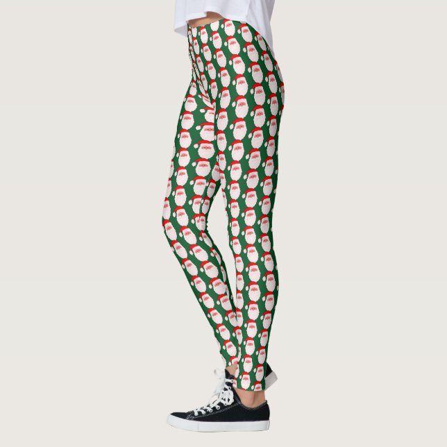 Papais noeis coloridos de Natal encaram leggings (Esquerda)