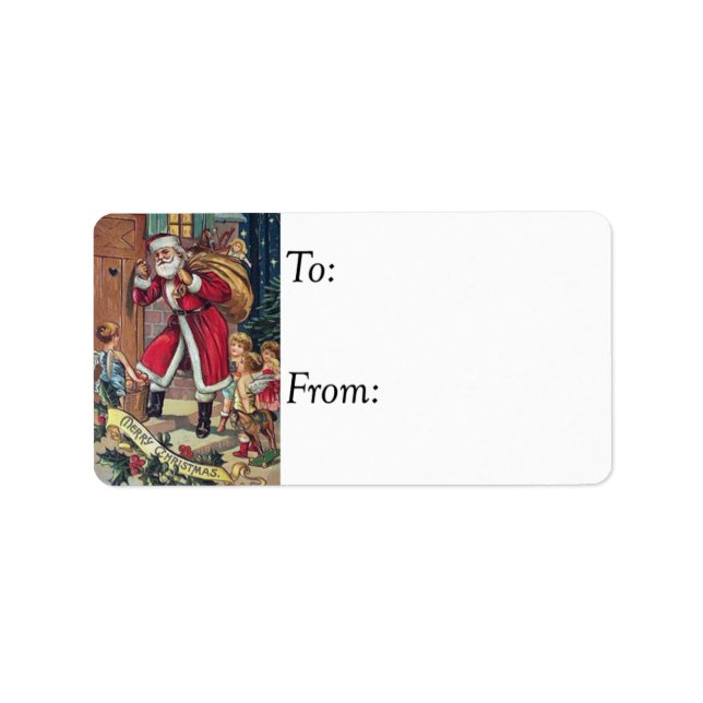 Papais noeis com a etiqueta do presente na porta (Frente)