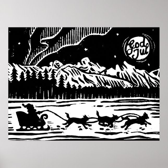 Papais noeis com Cachorro no Impressão do Lino Árt (Frente)