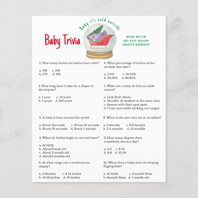 Papais noeis com trenó - Baby Trivia | Jogo Chá de (Frente)