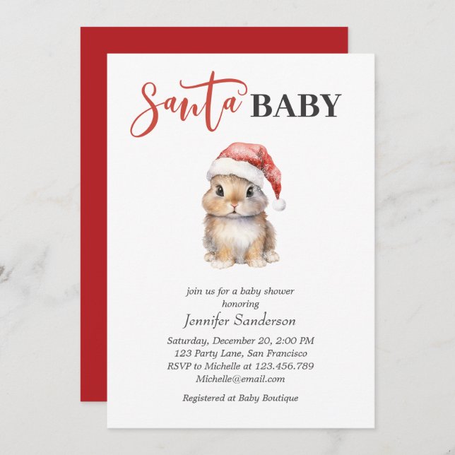 Papais noeis Convite para Chá de fraldas de bebê d (Frente/Verso)