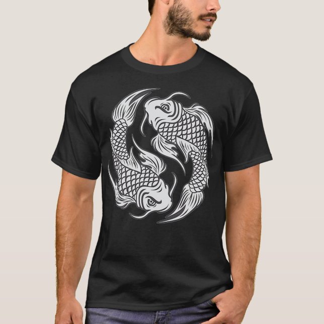 Papais noeis Cruz t camisa Yin Yang Koi Fish t shi (Frente)