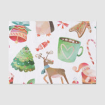 Papais noeis de Aquarela Papel de Tecido de Natal