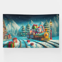 Papais noeis de banner véspera de Natal do Polo No