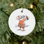 Papais noeis de bebado ornamento cerâmico branco<br><div class="desc">Enfeites de natal de Papais noeis bebados é uma divertida adição às festas de Natal e como decoração em ambientes adultos. Papais noeis de bebado são a arte original Steamy Raimon. * sugestões: 1) vários destes ornamentos e linhas de pesca (ou cordas) fazem um excelente sopro de vento, 2) decoram...</div>