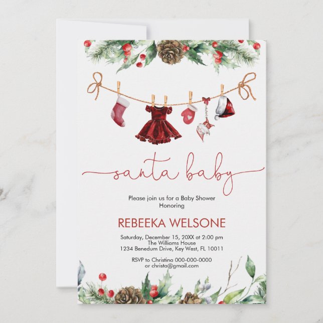 Papais noeis de bebê convite para chá de fraldas d (Frente)