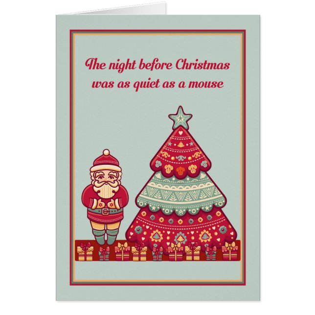 Papais noeis de cartão de Natal com Árvore e Apres (Frente)