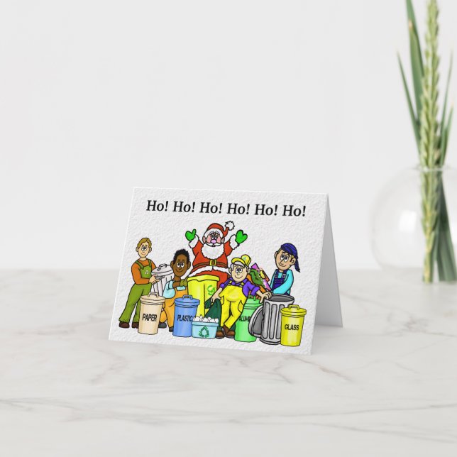 Papais noeis de Cartão de Natal e Lixo do reciclag (Frente)