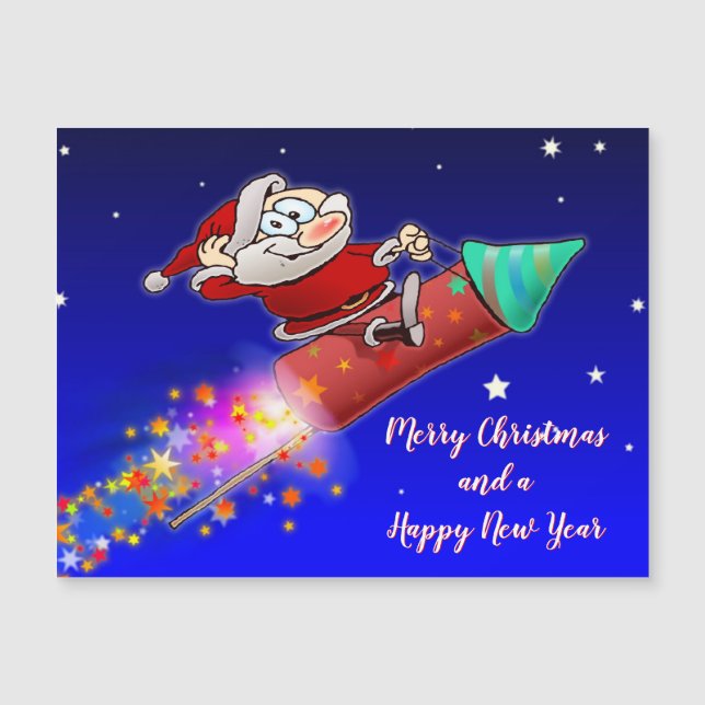 Papais noeis De feliz Que Andam Um Foguete De Anos (Frente)