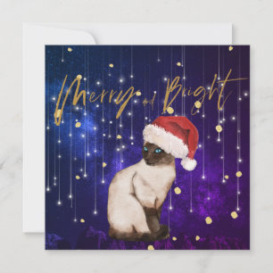 Papais noeis de gatos roxos de Natal Saudação