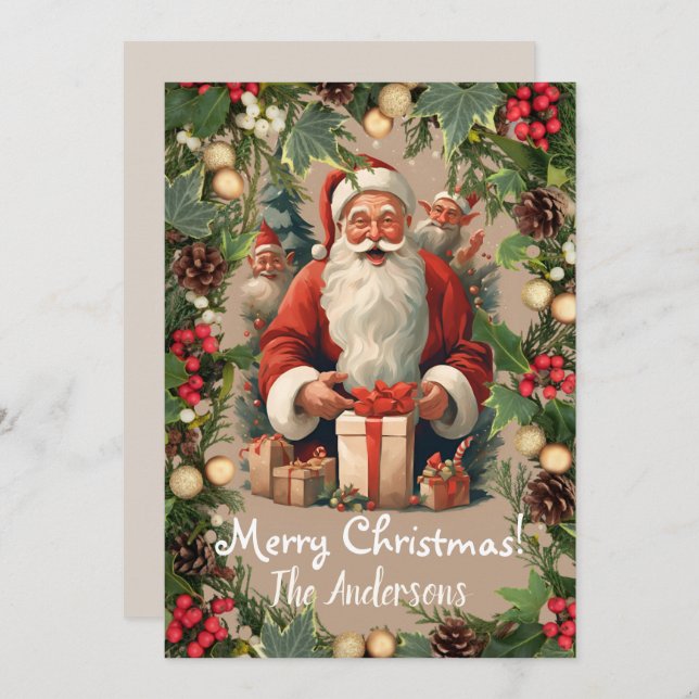 Papais noeis de Natal 10 Feliz Natal! Cartão de Na (Frente/Verso)