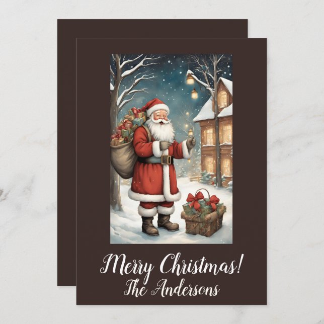 Papais noeis de Natal 2 Feliz Natal! Cartão de Nat (Frente/Verso)