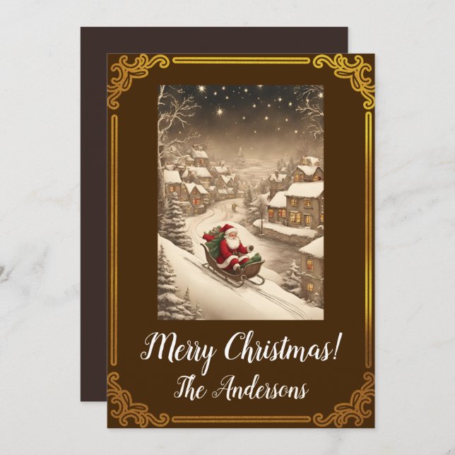 Papais noeis de Natal 4 Feliz Natal! Cartão de Nat (Frente/Verso)