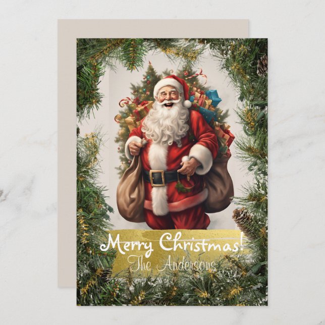 Papais noeis de Natal 9 Feliz Natal! Cartão de Nat (Frente/Verso)