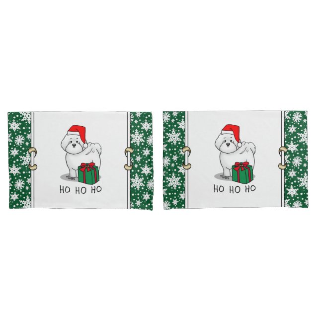 Papais noeis de Natal Bichon Frise Dog Cute (Frente - conjunto)