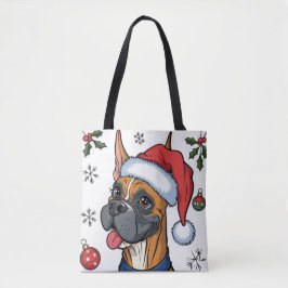 Papais noeis de Natal Cachorro Boxer Tote Bag