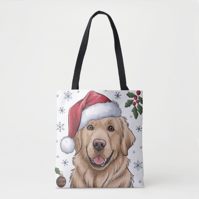 Papais noeis de Natal Cachorro de Retriever Tote B (Frente)