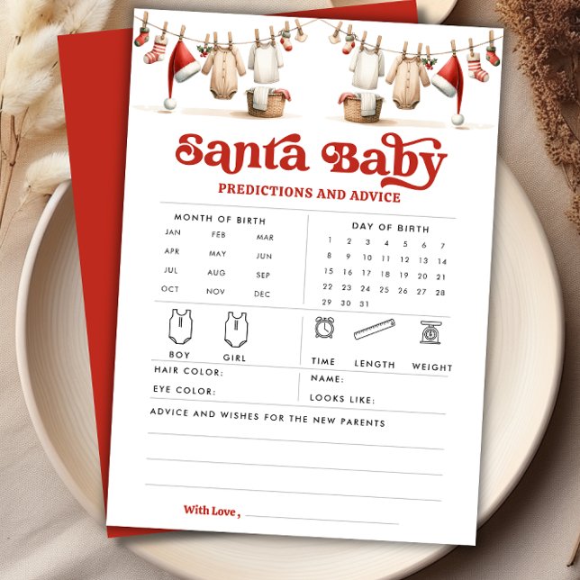 Papais noeis de Natal Cartão de Jogo para Previsõe (Christmas Santa Baby Predictions Advice Game Card)