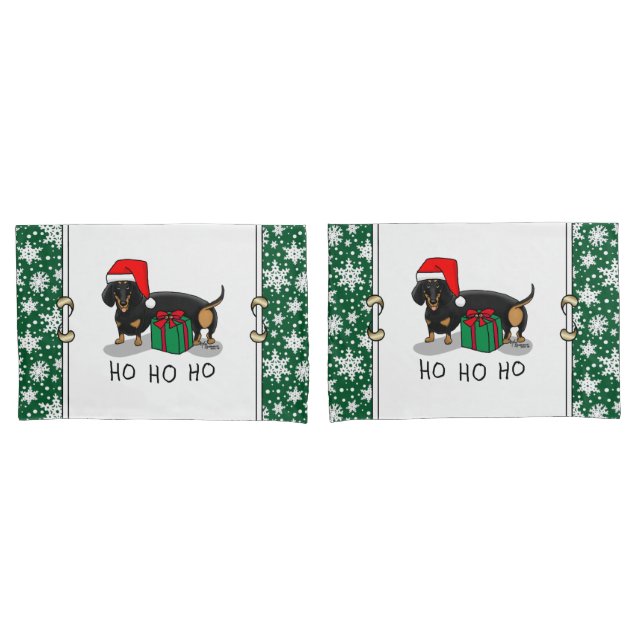 Papais noeis de Natal Dachshund (S preto e bronzea (Frente - conjunto)