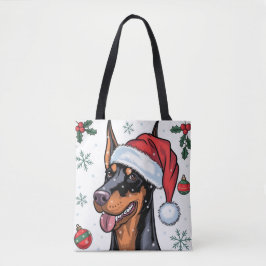 Papais noeis de Natal Dog Doberman Tote Bag
