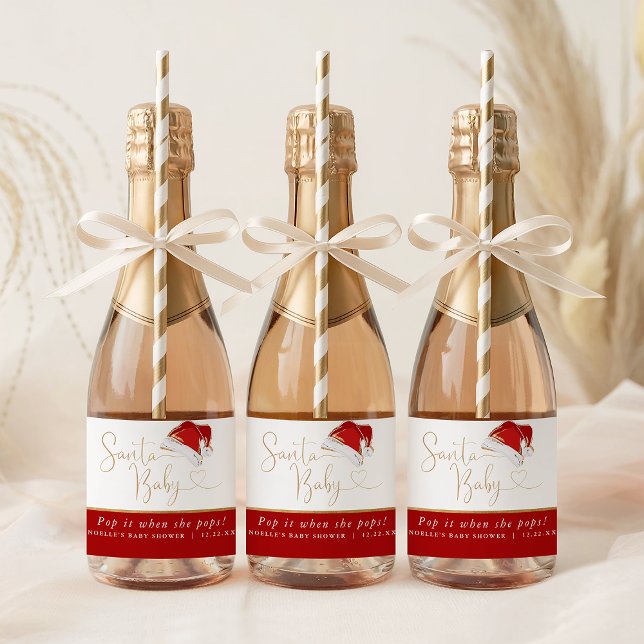 Papais noeis de Natal Pop quando ela Pop Mini (Christmas Santa Baby Pop it When She Pops Mini Sparkling Wine Label
)