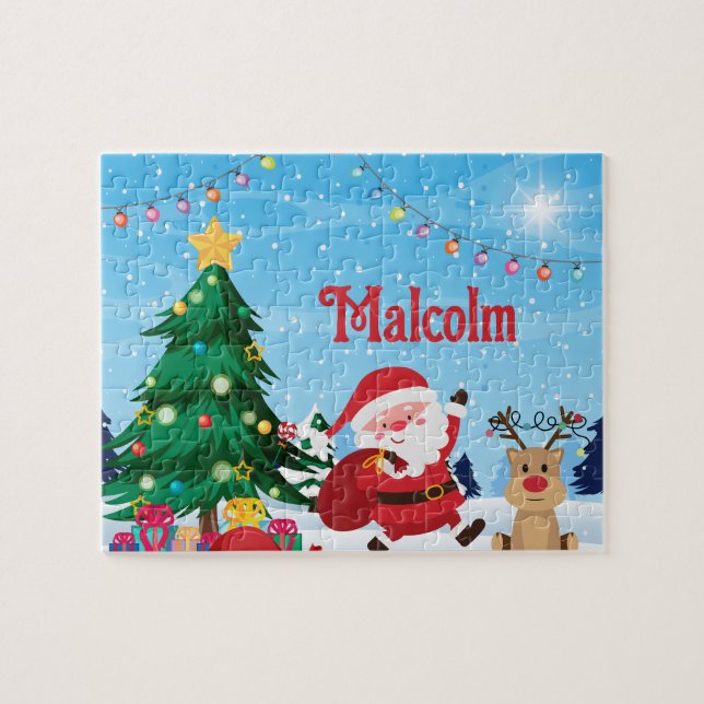 Papais noeis de Natal - Quebra-cabeça de Nome Filh (Horizontal)