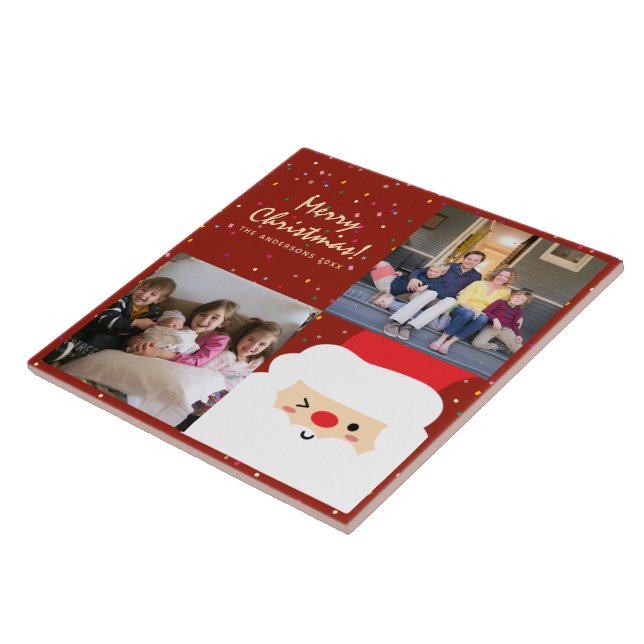 Papais noeis de Natal Rustic Red & Dourados e Foto (Lateral)