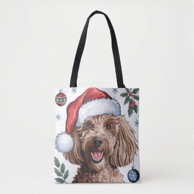 Papais noeis de Natal - Saco de Tote de Poodle (Frente)