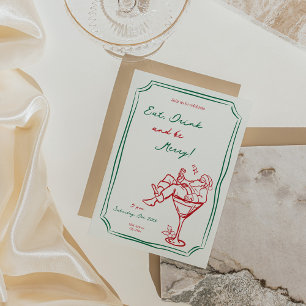 Papais noeis de Natal Whimsical Martini Convite