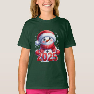 Papais noeis de neve e camiseta básica para garota