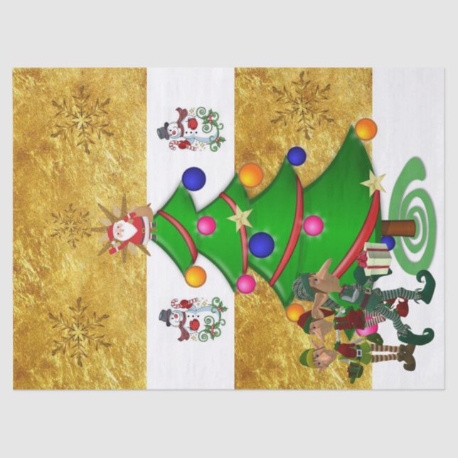 Papais noeis De Papel Tecido De Natal Elf Snowman (Frente )