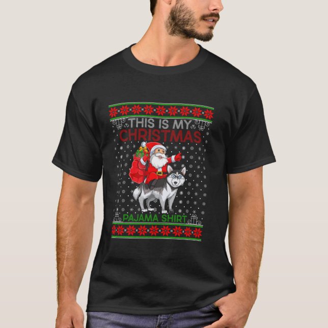 Papais noeis De Suéter De Xmas Que Andam Cachorro  (Frente)