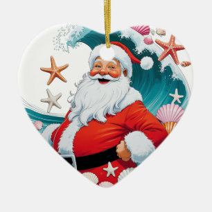 Papais noeis de surfe Enfeites de natal de ondas d