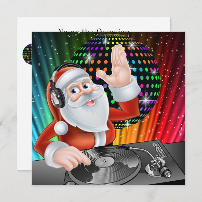 Papais noeis DJ Disco Natal / Convite para Ano Nov (Frente/Verso)