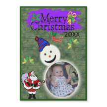 Papais noeis e boneco de neve Sua Foto Cartão de N