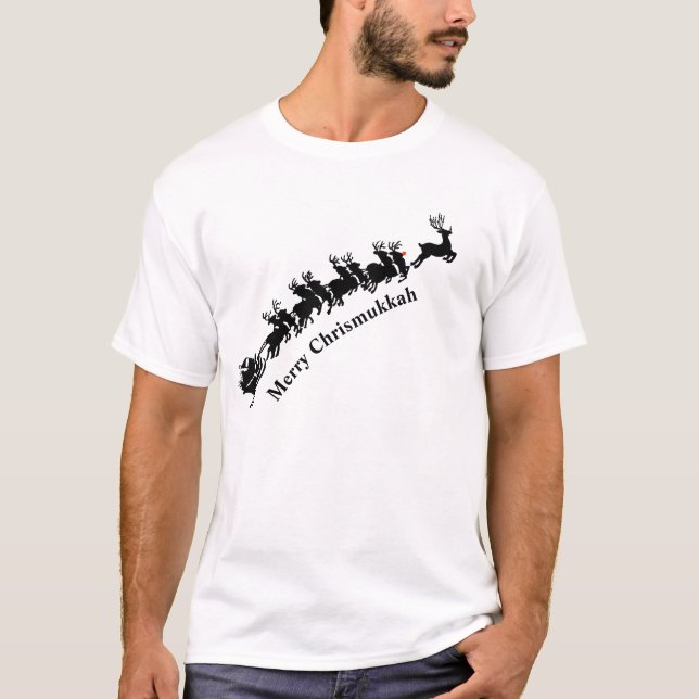 Papais noeis E Camiseta Chrismukkah Silhouette Sle (Frente)