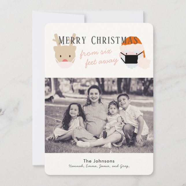 Papais noeis e Cartões de foto de Natal branco da  (Frente)