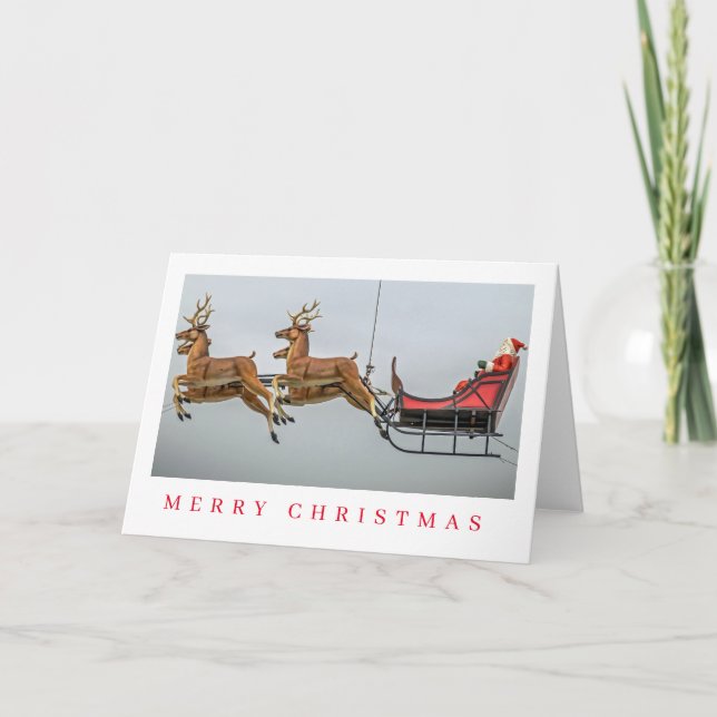 Papais noeis e figuras de trenó Cartão de Natal (Frente)