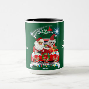 Papais noeis e Poodle 2025 Caneca Verde Natal