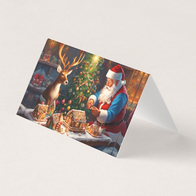 Papais noeis e renas fazem cascas de pão de gengib (Frente)