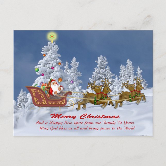 Papais noeis e seus cartões de Natal para Reindeer (Frente)