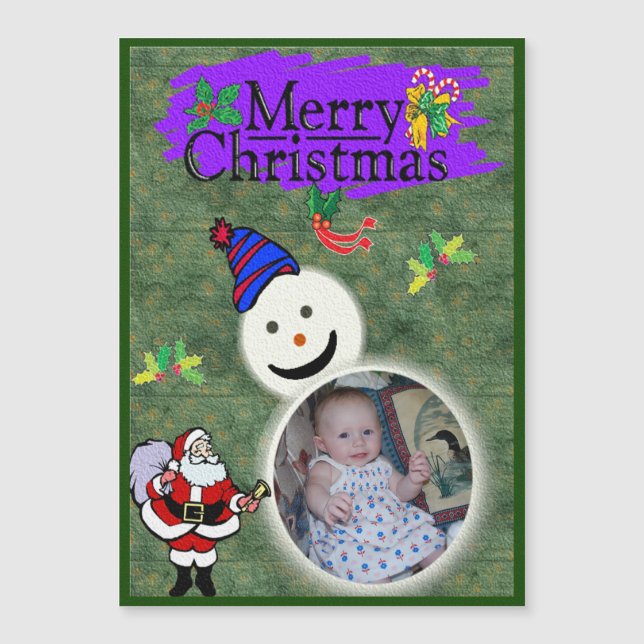 Papais noeis e Snowman Adicionar Foto ao Natal (Frente)