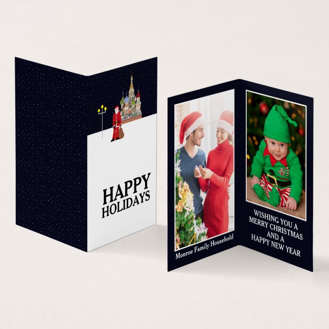 Papais noeis Em Moscou, Cartão De Natal De Foto Da (Interior e exterior)