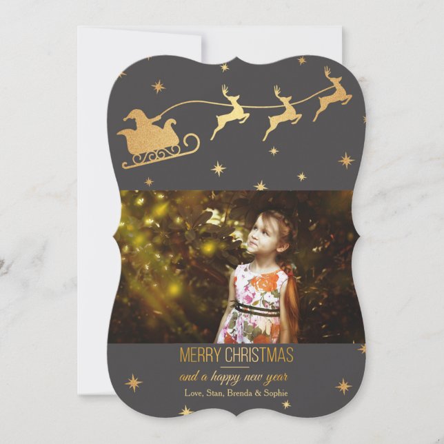 Papais noeis Em Seu Cartão com fotos De Férias (Frente)