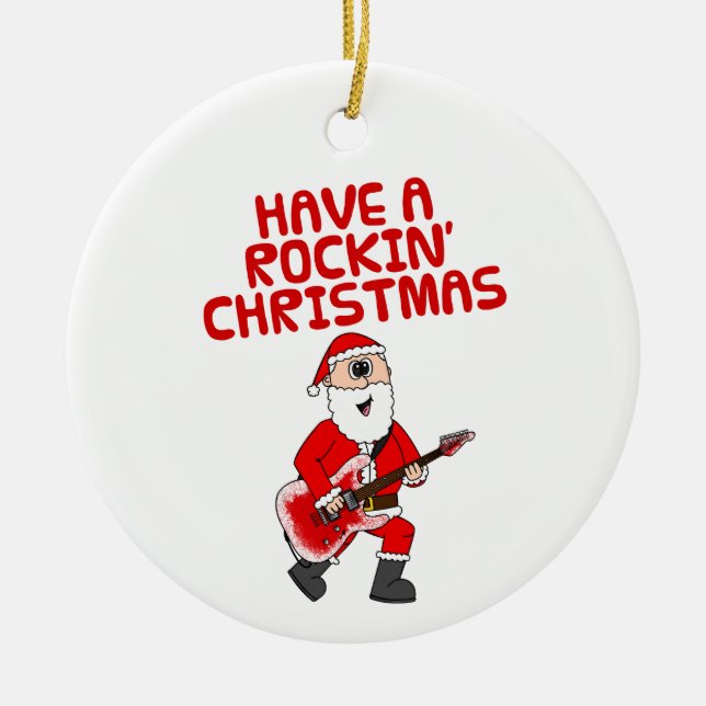 Papais noeis Enfeites de natal de Guitarista Elétr (Frente)