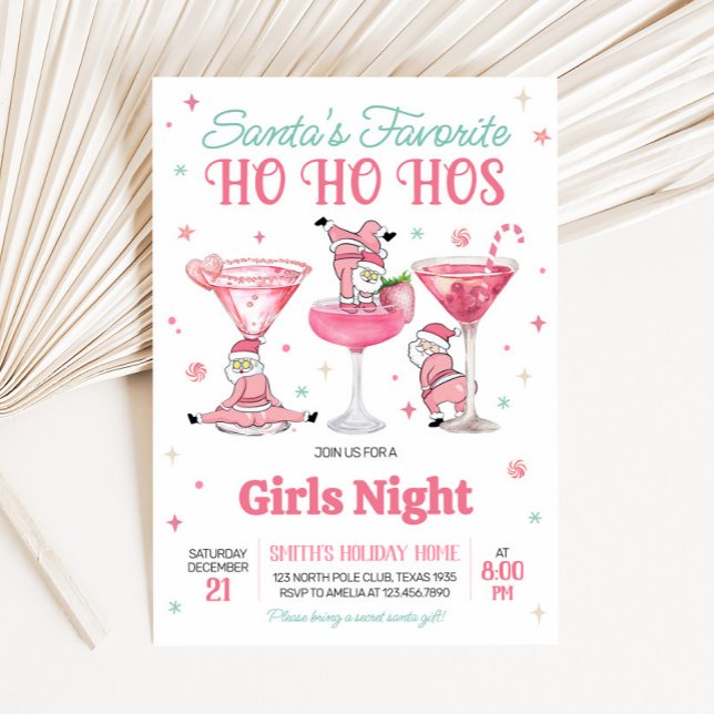 Papais noeis Engraçados Convite de festas de Natal (Santas Favorite Girls Night Christmas Party Invitation)