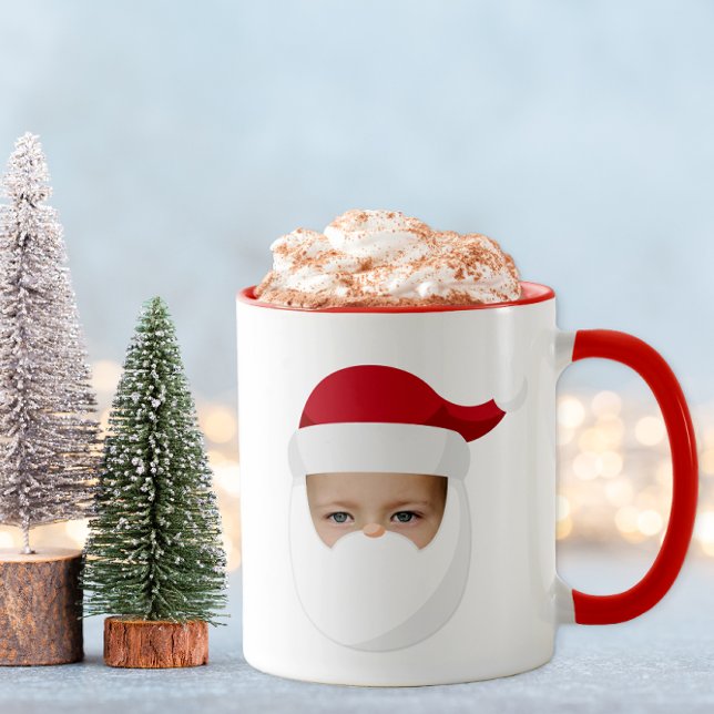 Papais noeis Engraçados Enfrentam a Caneca de Nata (Santa Photo Holiday Mug)