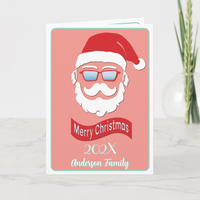 Papais noeis engraçados estilo Hipster Cartão de N (Frente)