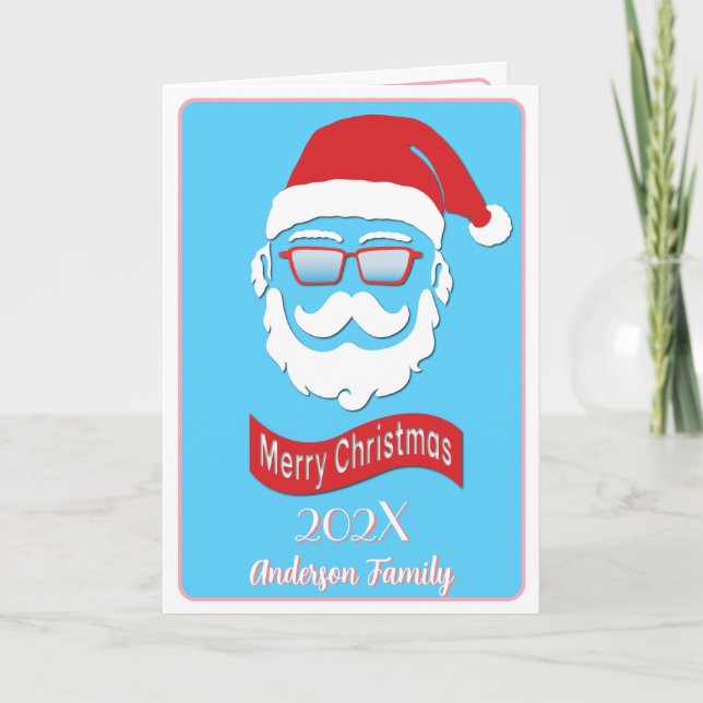 Papais noeis engraçados estilo Hipster Cartão de N (Frente)